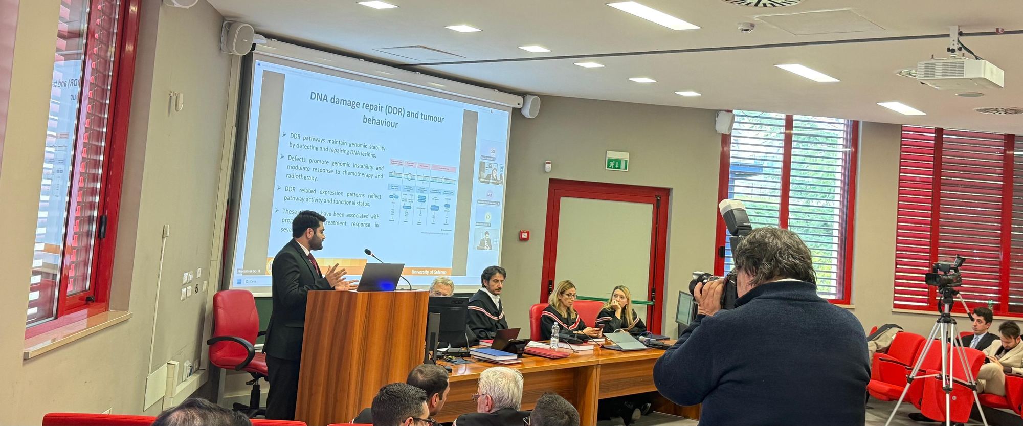 Abu Hazafa presenting his PhD thesis defence at the University of Salerno